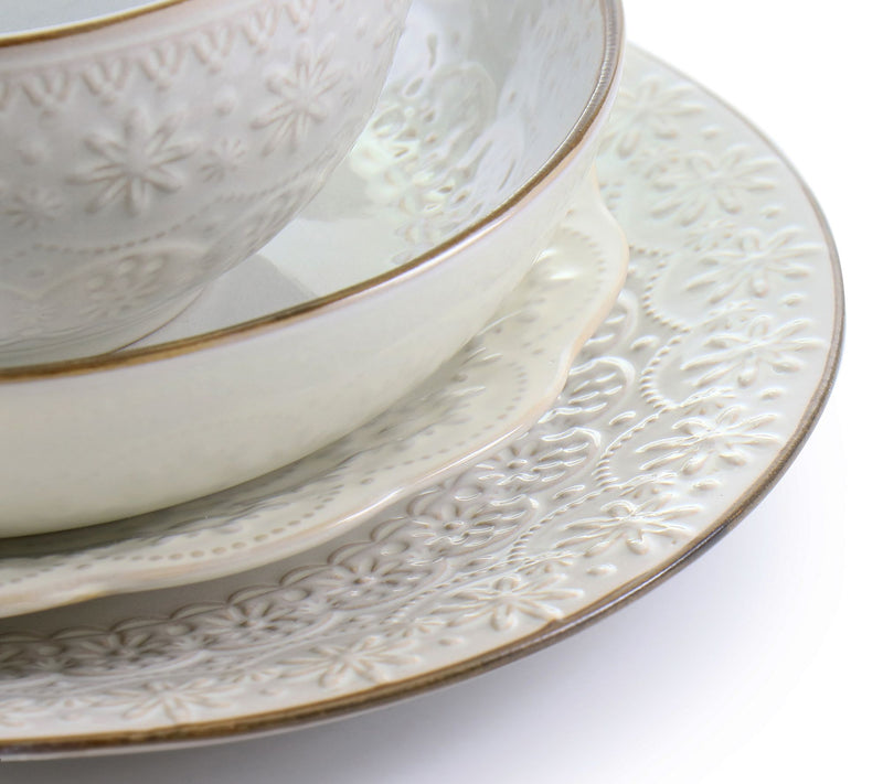 Elama Countess 16-Piece Double-Bowl Stoneware Dinnerware Set — View 5