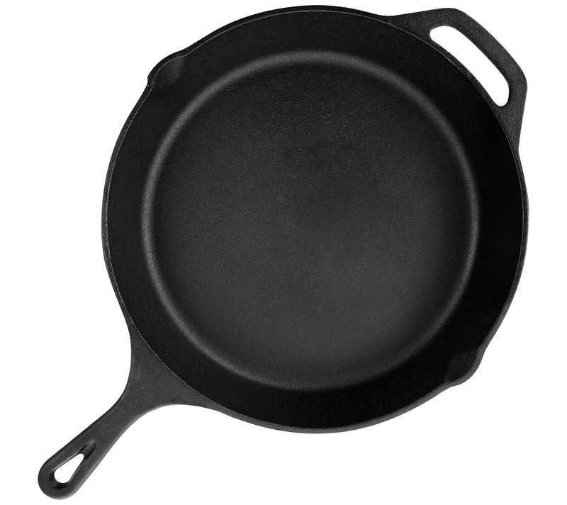 MegaChef 12 inch Round Seasoned Cast Iron Fryin g Pan in Black — View 4