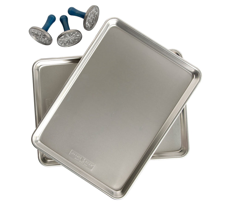 Nordic Ware 5 pc Snowflake Cookie Stamps & HalfSheet Pan Set — View 3