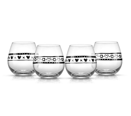 JoyJolt Set of 4 Disney Geo Picnic Mickey Stemlss Wine Glass