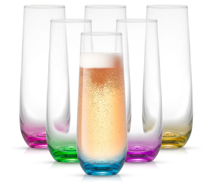 JoyJolt Set of (6) 9.4-oz Stemless Champagne Flte Glasses