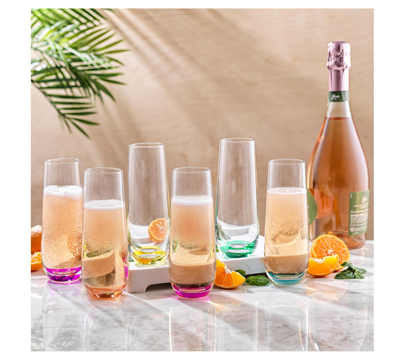 JoyJolt Set of (6) 9.4-oz Stemless Champagne Flte Glasses — View 4