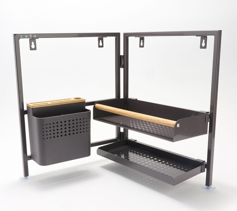 Cella Stainless Steel Two-Tier Corner Rack Organizer — View 9