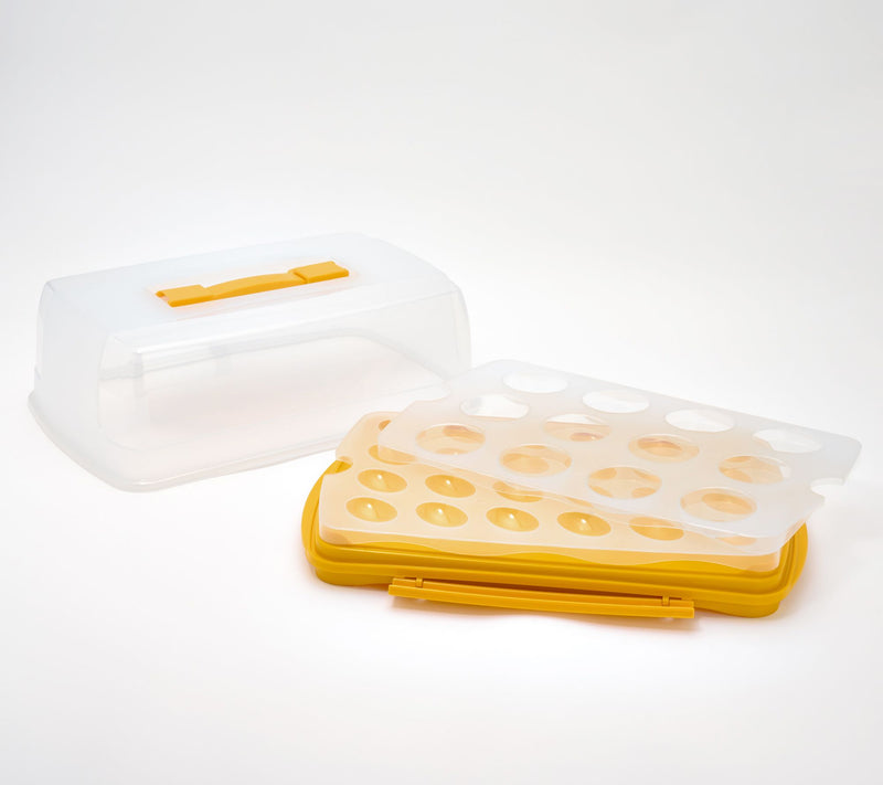 LocknLock 9x13 Cake Carrier w/ Deviled Egg & Cupcake Insert — View 21