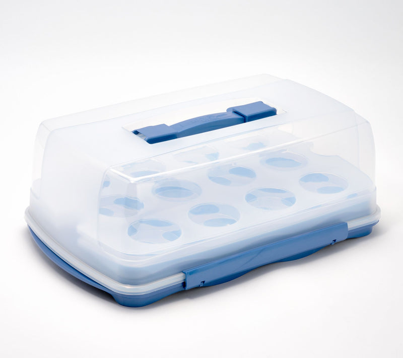 LocknLock 9x13 Cake Carrier w/ Deviled Egg & Cupcake Insert — View 22