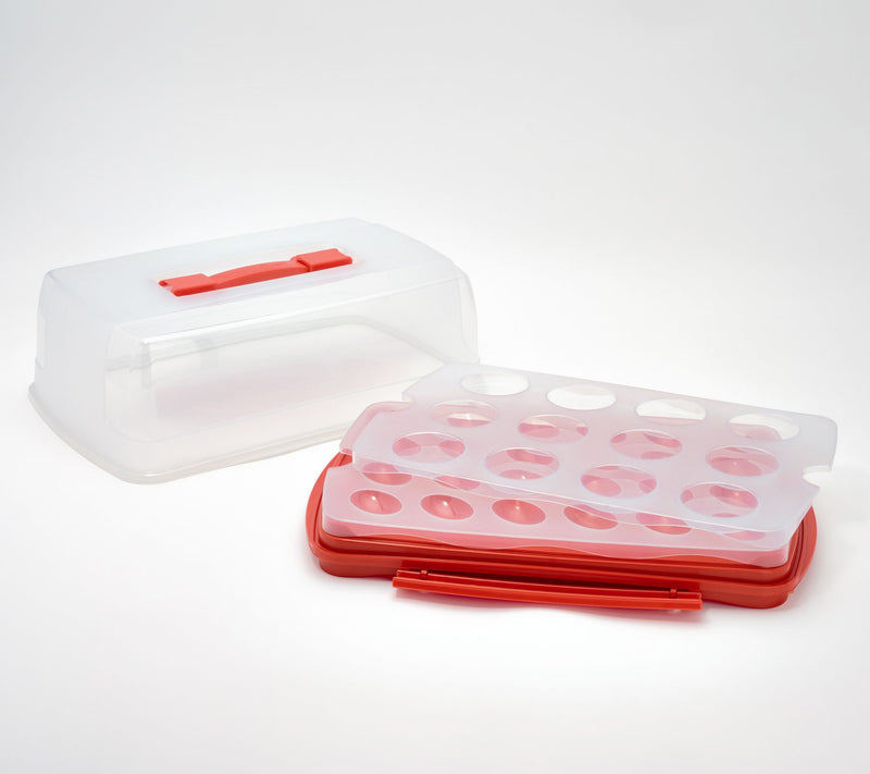 LocknLock 9x13 Cake Carrier w/ Deviled Egg & Cupcake Insert — View 3