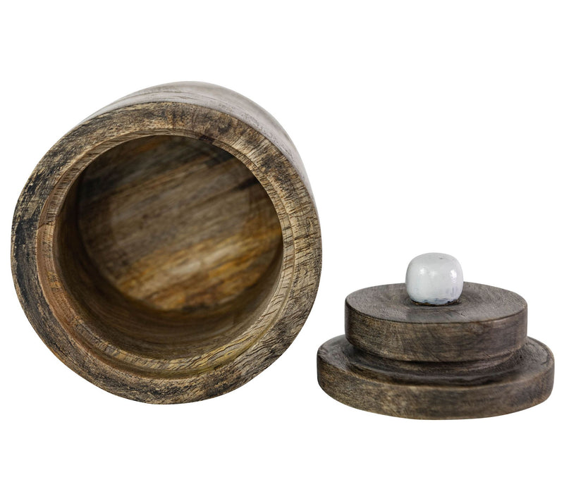 Foreside Home & Garden Natural Mango Wood Round Canister — View 5