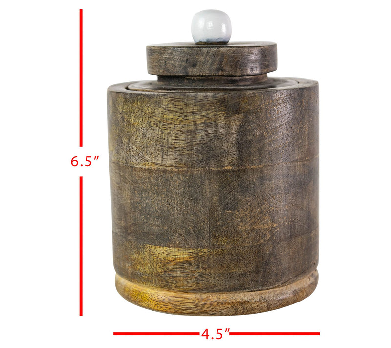 Foreside Home & Garden Natural Mango Wood Round Canister — View 7