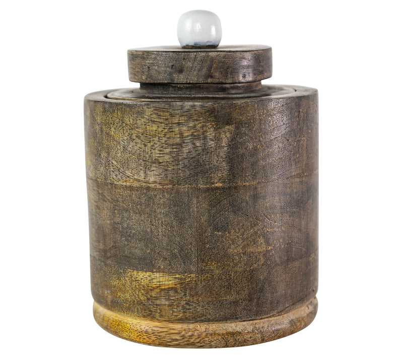 Foreside Home & Garden Natural Mango Wood Round Canister — Main view