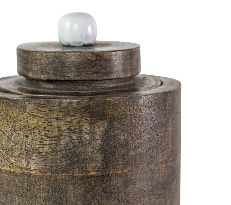 Foreside Home & Garden Natural Mango Wood Round Canister — View 4