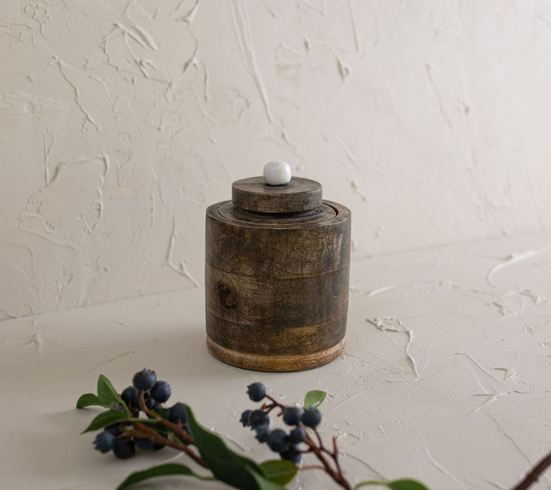 Foreside Home & Garden Natural Mango Wood Round Canister — View 8