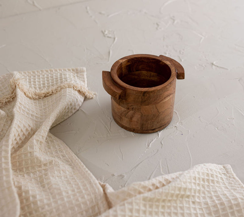 Foreside Home & Garden Handled Acacia Wood Pinc h Bowl — View 8