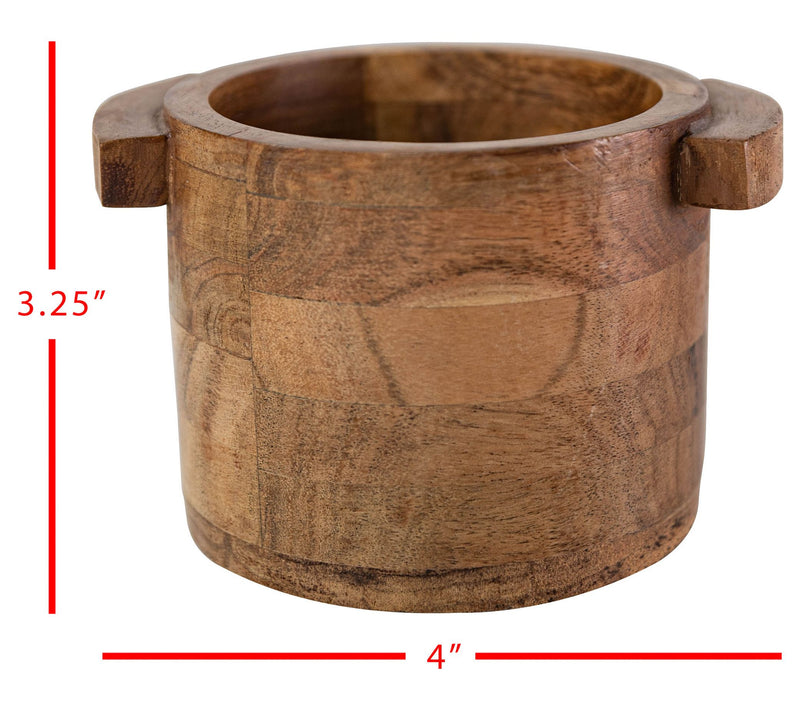 Foreside Home & Garden Handled Acacia Wood Pinc h Bowl — View 7