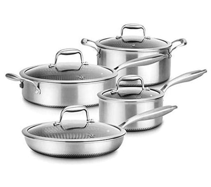 Nutrichef 8-Piece Pots & Pans Set, Stainless Steel Nonstick