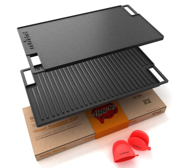 Nutrichef Reversible Cast Iron Griddle Grill Pan — Main view
