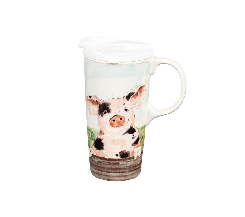 Evergreen 17-oz Ceramic Spotted Pig Travel Cup — View 4