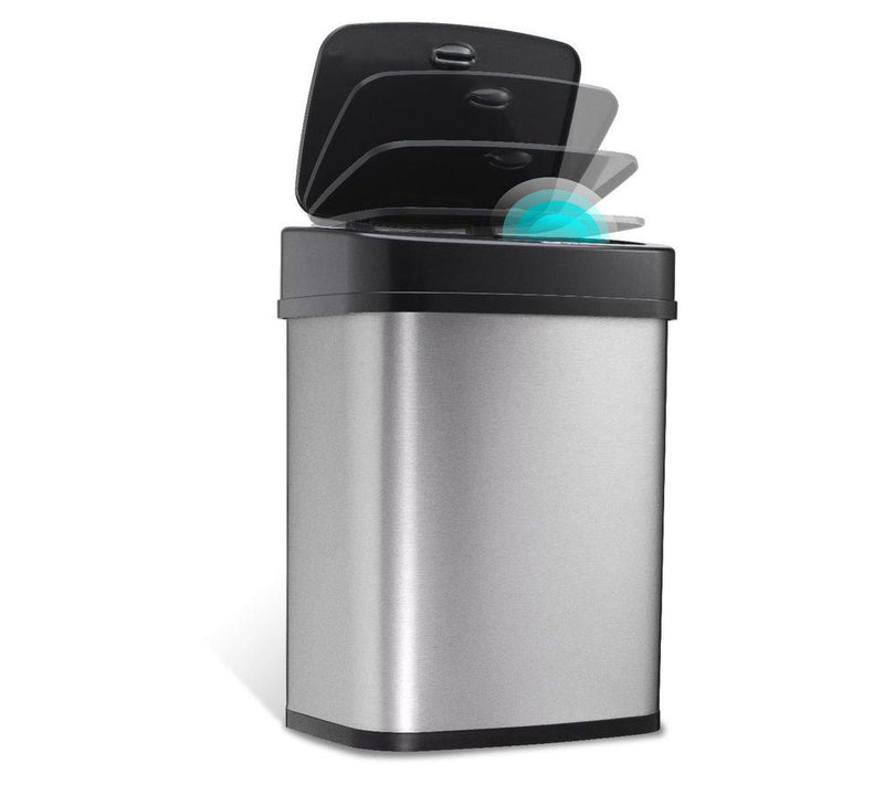 Nine Stars 13-Gallon & 3-Gallon Stainless SteelTrash Can Set — View 5