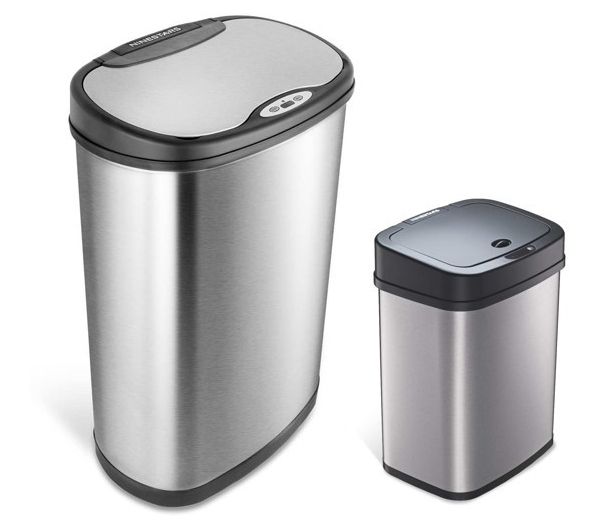 Nine Stars 13-Gallon & 3-Gallon Stainless SteelTrash Can Set — View 3