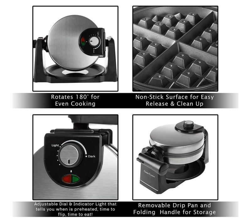 Classic Cuisine 180-Degree Flip Waffle Maker — View 5