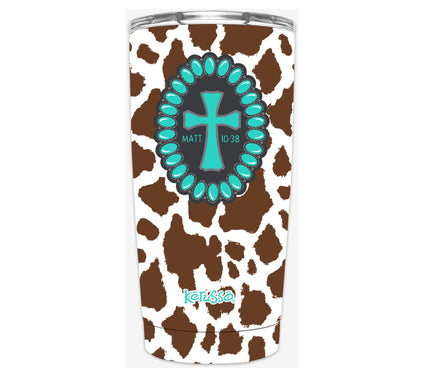 Kerusso 20-oz Dual Wall Tumbler - Cowhide Cross