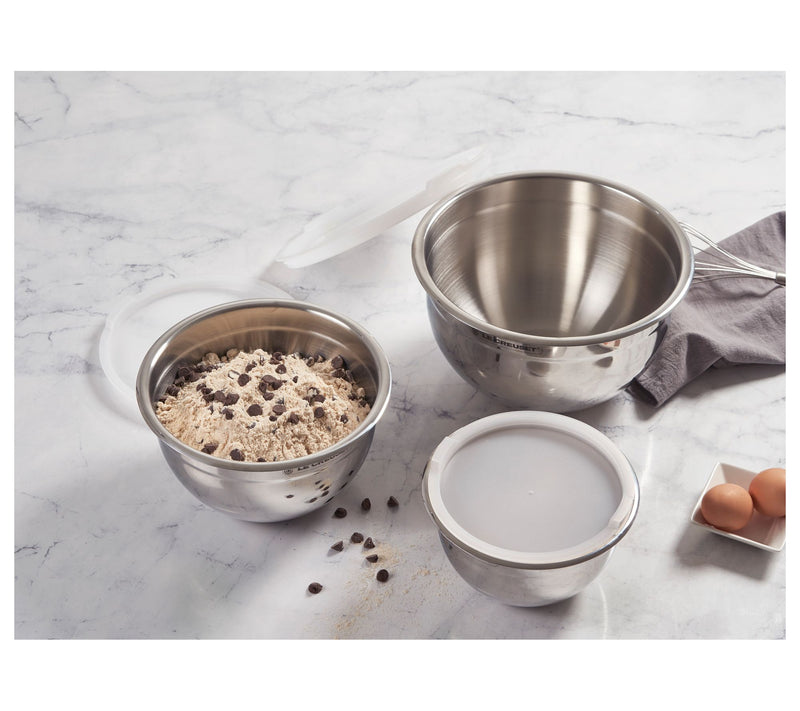 Le Creuset Set of (3) Nested Mixing Bowls with Lids — View 4