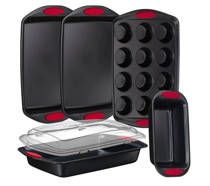 Nutrichef 6pc.Carbon Steel Bakeware Set With Silicone Handles — View 3