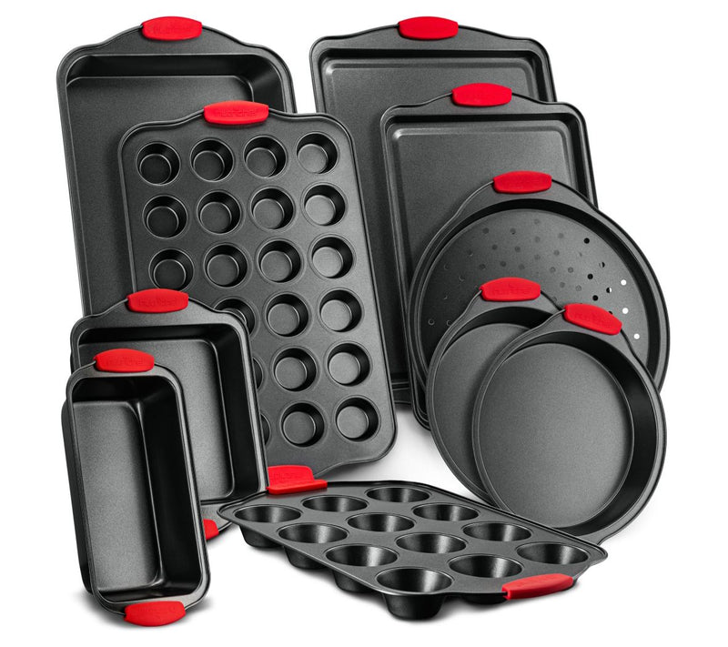 Nutrichef 10pc.Carbon Steel Bakeware Set with Silicone Handles — View 3