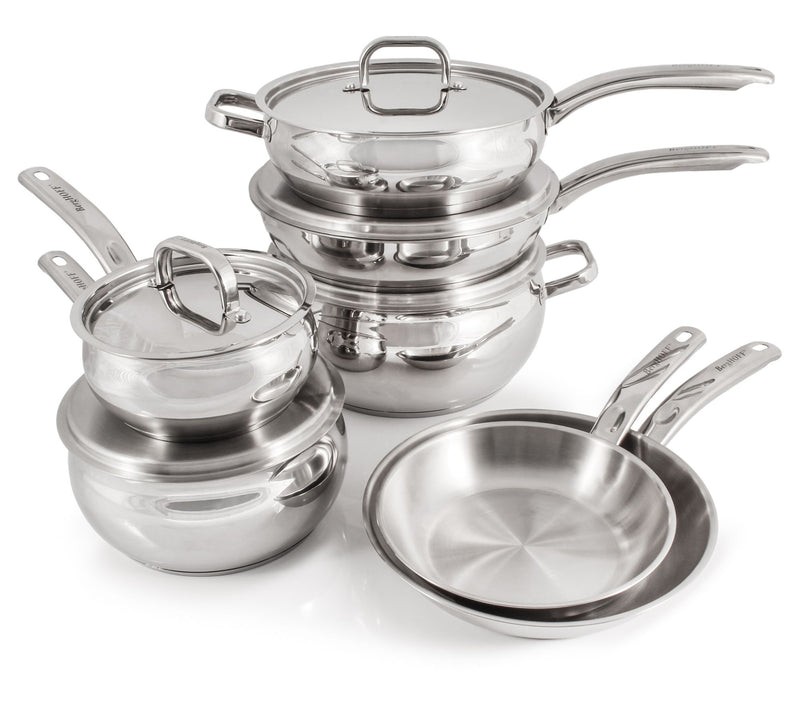 BergHOFF Belly Shape 12pc 18/10 SS Cookware Set w/ Metal Lids — View 3