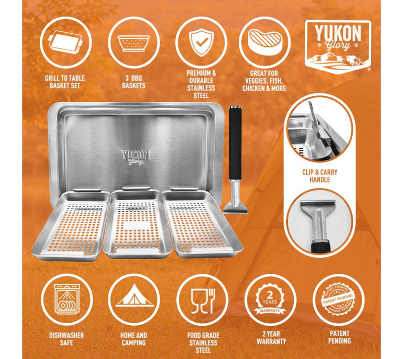Yukon Glory BBQ 'N SERVE Grill Basket Set — View 6