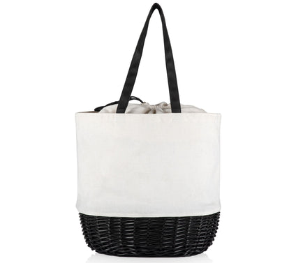 Picnic Time Coronado White Canvas and Willow Basket Tote