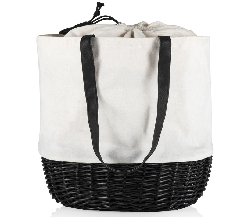 Picnic Time Coronado White Canvas and Willow Basket Tote — View 4