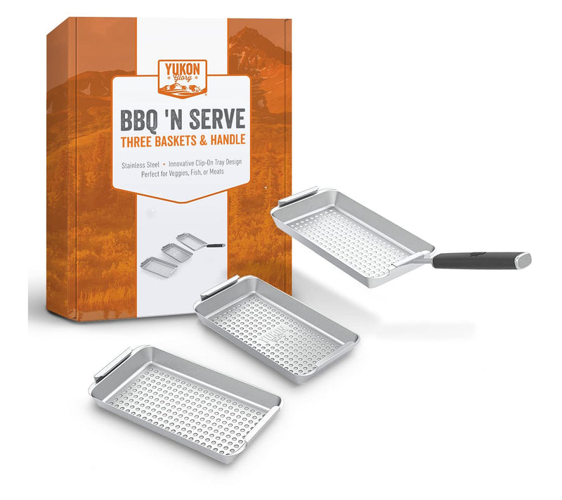 Yukon Glory BBQ 'N SERVE Set of 3 SS Grill Baskets — Main view
