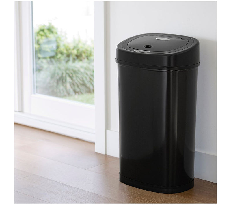 NINESTARS 13-Gal Black Stainless-Steel Motion Sensor Trash Can — View 10
