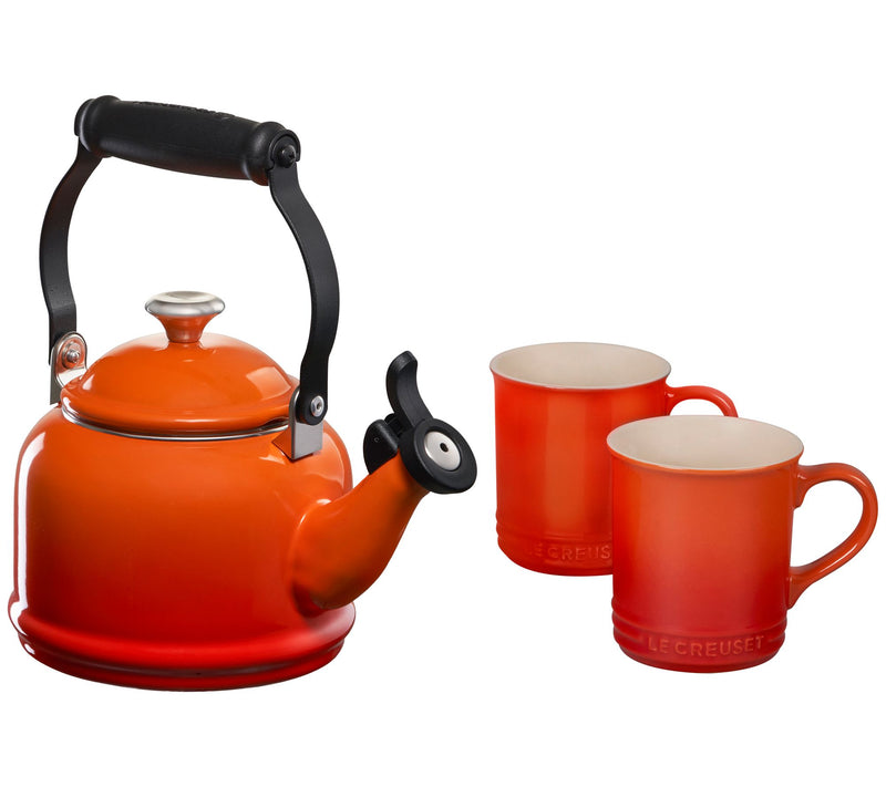 Le Creuset Demi Kettle with Metal Finishes and Set of 2 Mugs — View 7