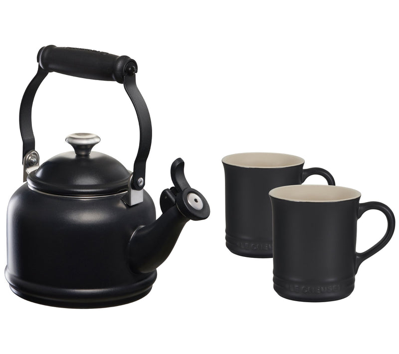 Le Creuset Demi Kettle with Metal Finishes and Set of 2 Mugs — View 9