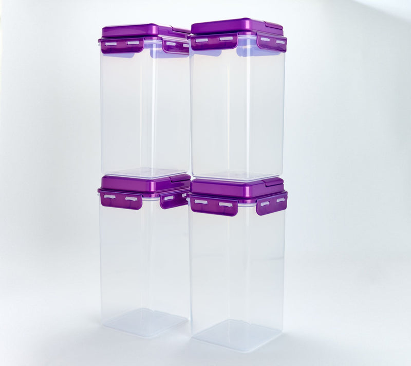 LocknLock Set of 4 Tall Pantry Canisters w/ Handle Lids — View 40