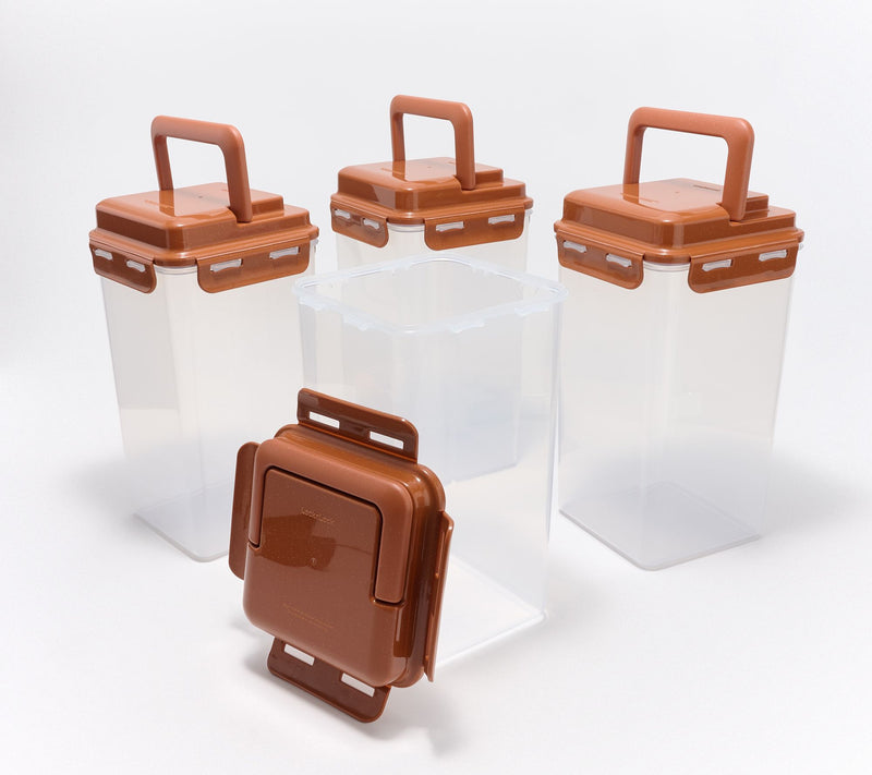 LocknLock Set of 4 Tall Pantry Canisters w/ Handle Lids — Main view