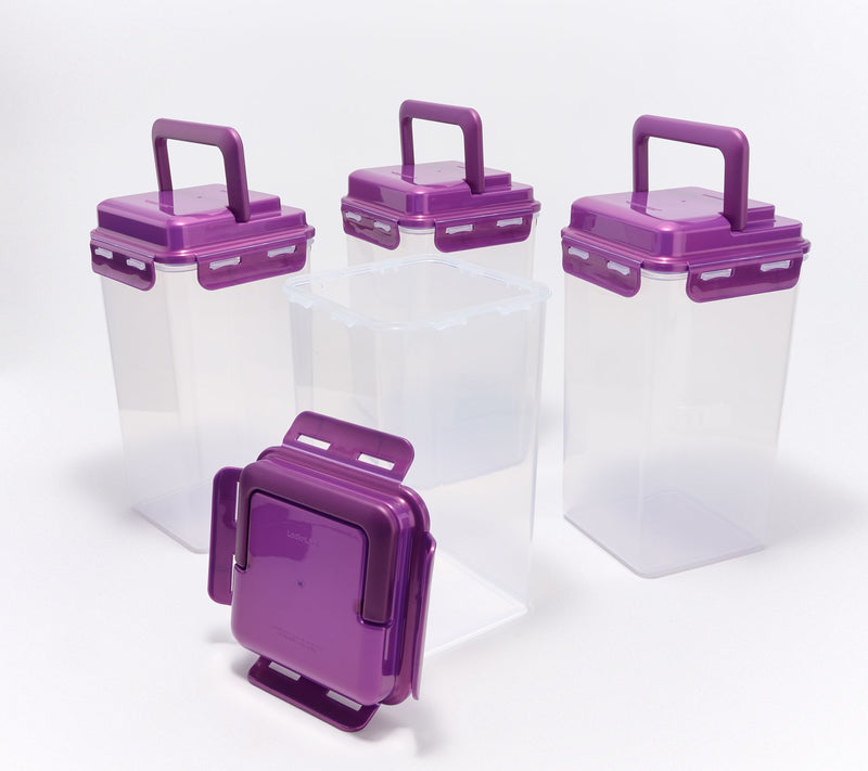 LocknLock Set of 4 Tall Pantry Canisters w/ Handle Lids — View 37