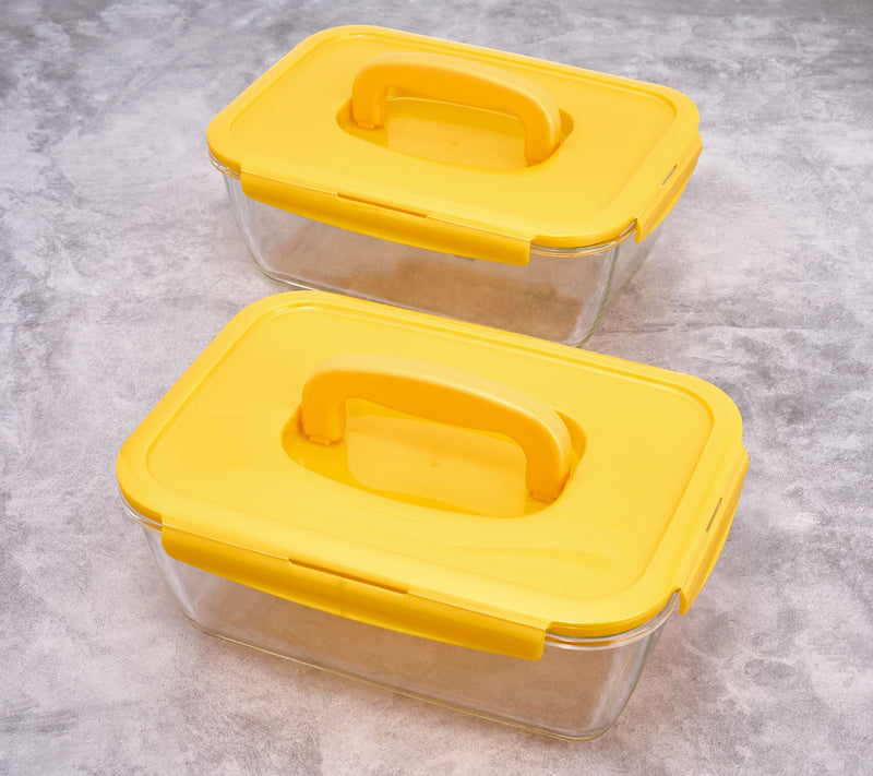 LocknLock Set of 2 Deep Glass Rectangle Baker w/ Handle Lids — View 5