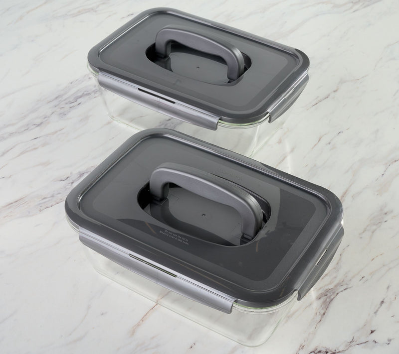 LocknLock Set of 2 Deep Glass Rectangle Baker w/ Handle Lids — View 28