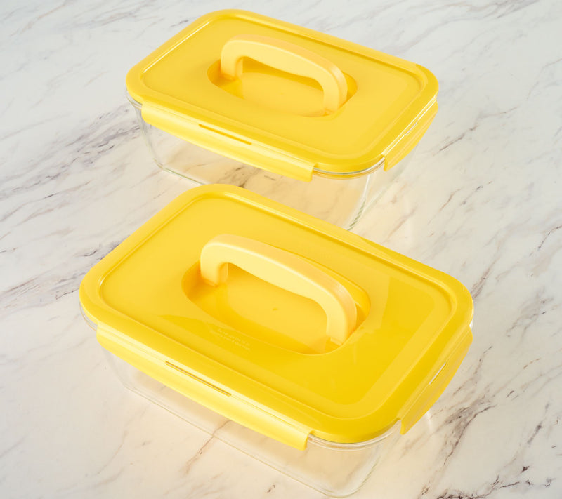 LocknLock Set of 2 Deep Glass Rectangle Baker w/ Handle Lids — View 30