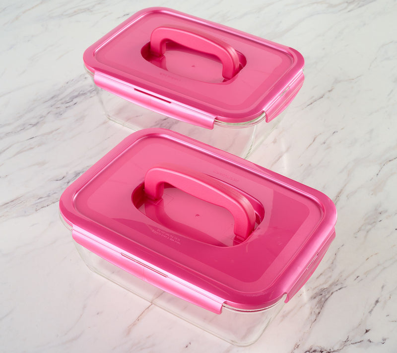 LocknLock Set of 2 Deep Glass Rectangle Baker w/ Handle Lids — View 32