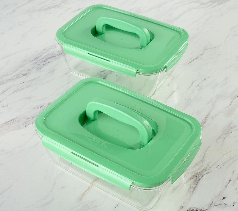 LocknLock Set of 2 Deep Glass Rectangle Baker w/ Handle Lids — View 33