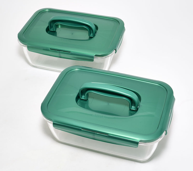 LocknLock Set of 2 Deep Glass Rectangle Baker w/ Handle Lids — View 6