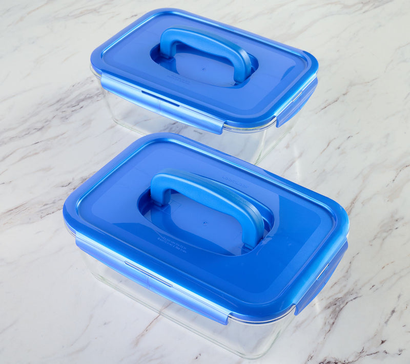 LocknLock Set of 2 Deep Glass Rectangle Baker w/ Handle Lids — View 34