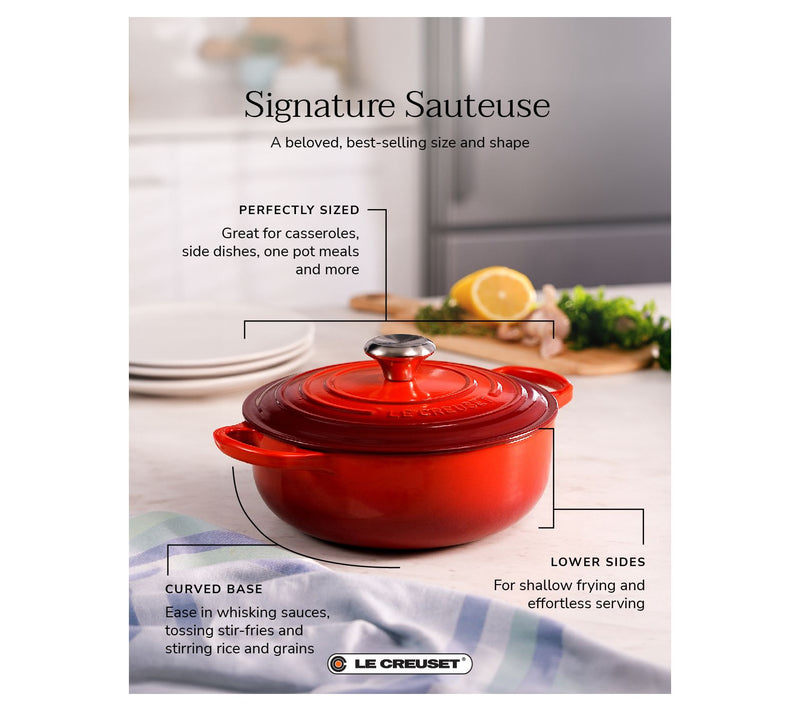 Le Creuset 3.5-qt Signature Sauteuse w/ Cast Iron Lid — View 19