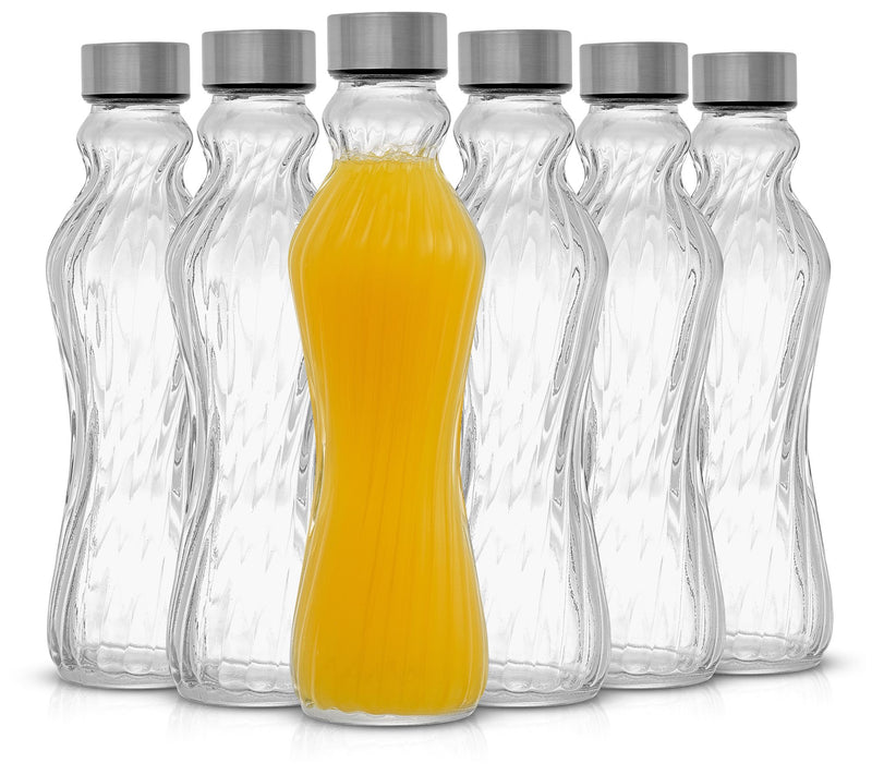 JoyJolt Spring Glass Fluted Water Bottles Set o6 — Main view