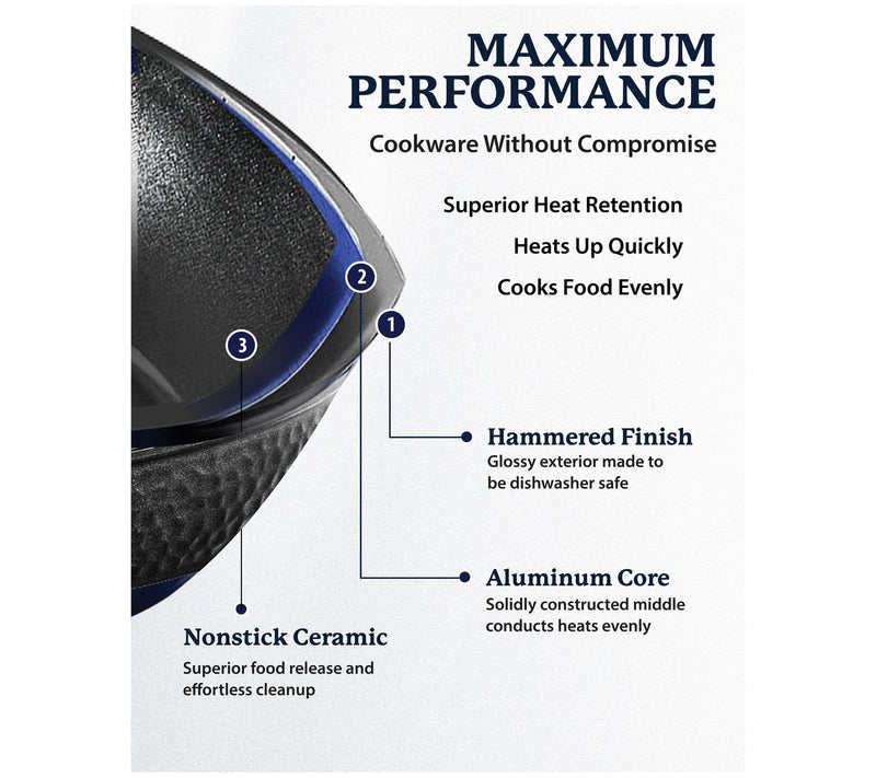 Granitestone Charleston Hammered Black 12'' Nonstick Fry Pan — View 7