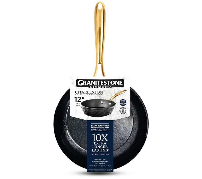 Granitestone Charleston Hammered Black 12'' Nonstick Fry Pan — View 3