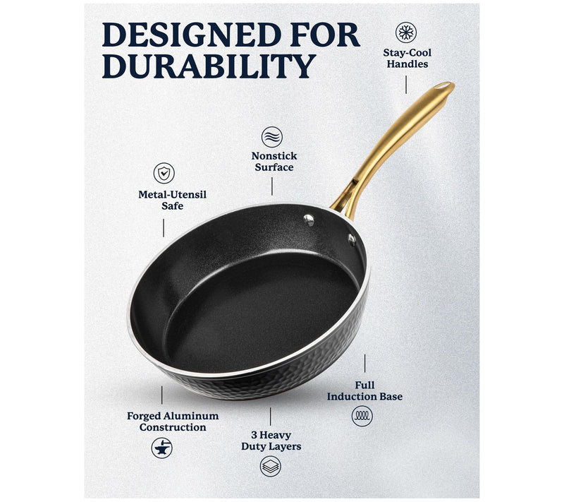 Granitestone Charleston Hammered Black 12'' Nonstick Fry Pan — View 6